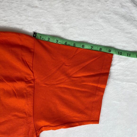 Gildan T Shirt Mens XL Orange Cotton Rod Stewart Short Sleeve Crew Neck Pullover - Picture 6 of 7